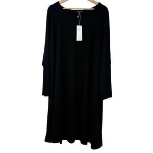 NWT Eileen Fisher Jewel Neck Viscose Jersey Dress Sz 3X Black